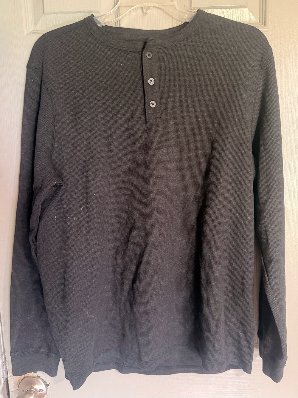 & Other Stories Men's Charcoal Henley Long-Sleeve Shirt